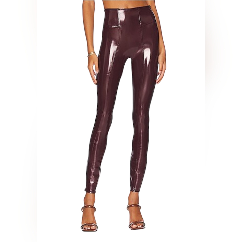 NWT Spanx Faux Patent Leather Leggings Size Large Petite , in ruby red